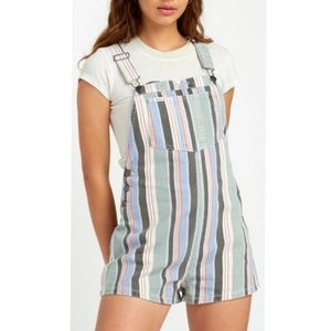 RVCA Townhouse striped denim overall romper size L